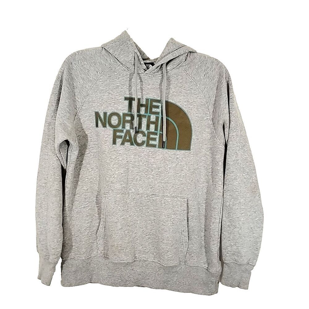 The North Face Womens  Gray Hoodie Drawstring LOGO Pocket